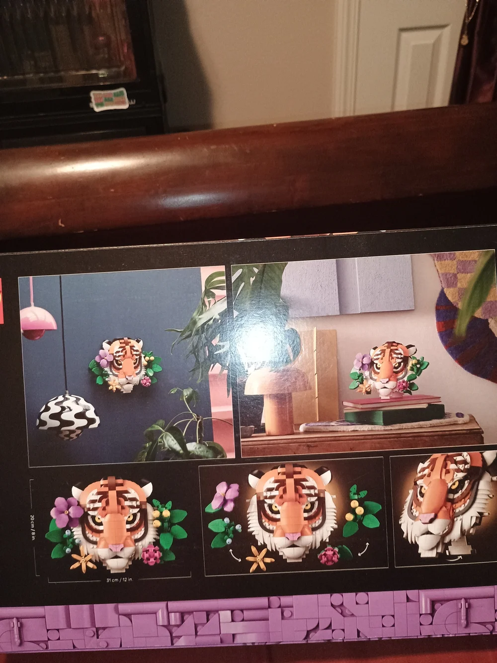 Lego Tiger Face Art Build Kit - Orange White Green Purple Pink